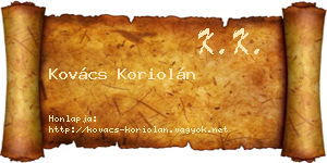 Kovács Koriolán névjegykártya